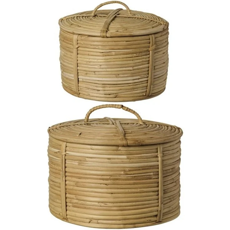 Ib Laursen - 2er Korb Set mit Deckel Dekokorb Körbe Dekokörbe Rattan 30043-00 – Bild 4