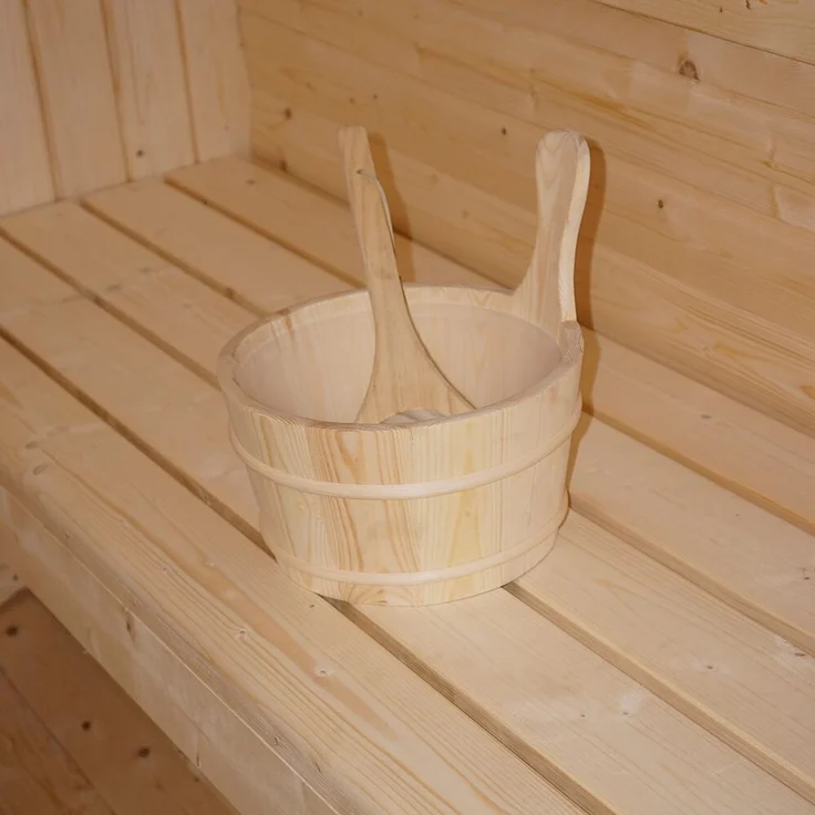 XXL Luxus Outdoor Fasssauna 194x220 cm SET Sauna inkl. 8 KW Saunaofen 4 Pers. – Bild 7