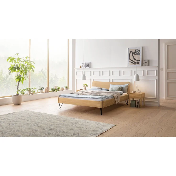 Hasena Massivholzbett Locarno Eiche bright mit Metallfüßen 160x210 cm – Lounge – Bild 2