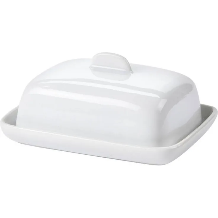 Excellent Houseware Butterdose Butterdose aus Keramik, klein, weiß, Porzellan, (einzeln)