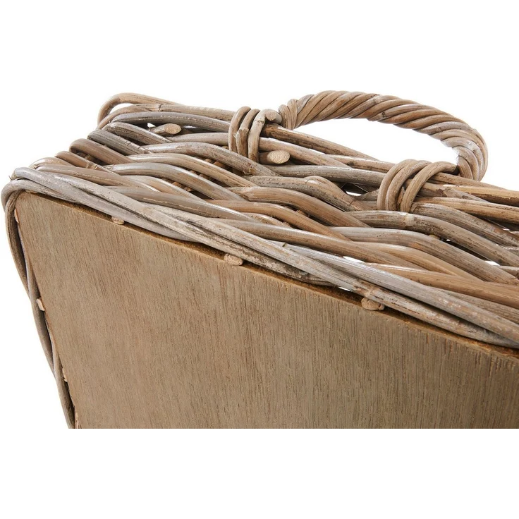 Kobolo Tablett Dekotablett Serviertablett aus Rattan kubu grey, Serviertablett Holzt, Holz, (Stück, 1-tlg, Stück), mit Holzboden - 56x38x12 cm – Bild 3