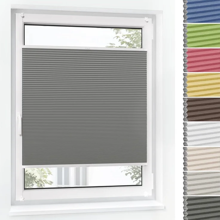 jalousiescout Wabenplissee Pure Wabenplissee, 45 x 90 cm, grau, verdunkelnd, ohne Bohren, klemmen, Klemmfix, Thermo Plissee Sonnen-, Sicht- und Hitzeschutz, für Fenster und Tür – Bild 1