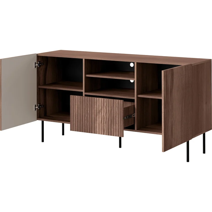 Mirjan24 'Trigev' Kommode mit 2 Drehtüren und Schublade, Laminatplatte nuss warmia, 81 x 42 x 151 cm – Bild 4