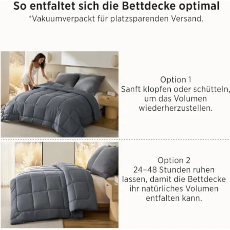 BEDSURE Bettdecke Ohne Bezug 135x200-2er Set Bettdecken mit Bezug | Bettdecke 135x200 für Allergiker, Waschbare 4 Jahreszeiten Bettdecken, Oeko-TEX Ganzjahresdecke, Warm & Gemütlich, Grau – Bild 7