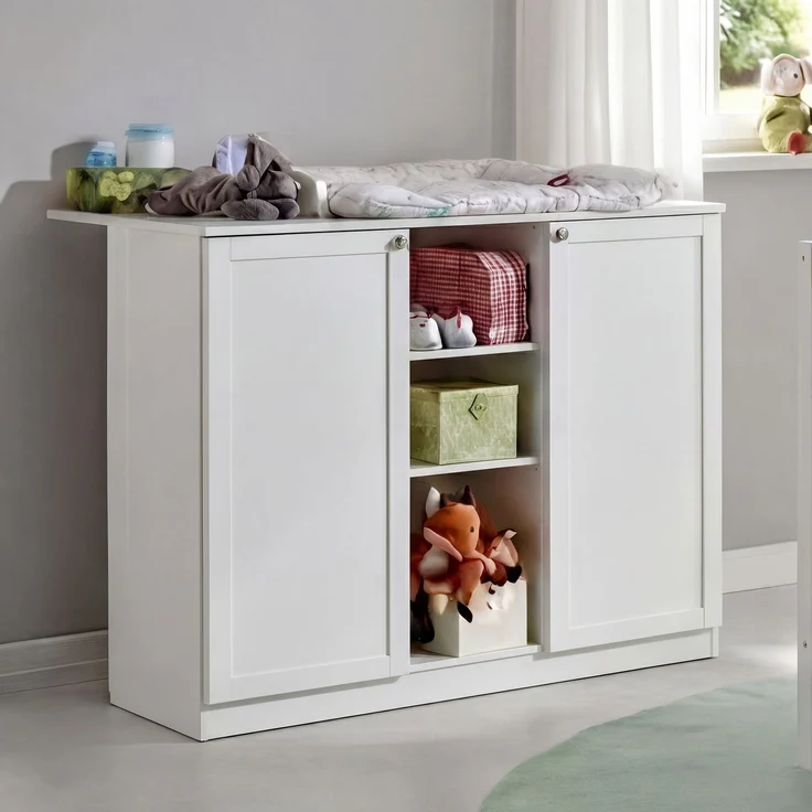 Babyzimmer-Set Kinderzimmer Babybett Wickelkommode Kleiderschrank 90 cm in Weiß – Bild 3