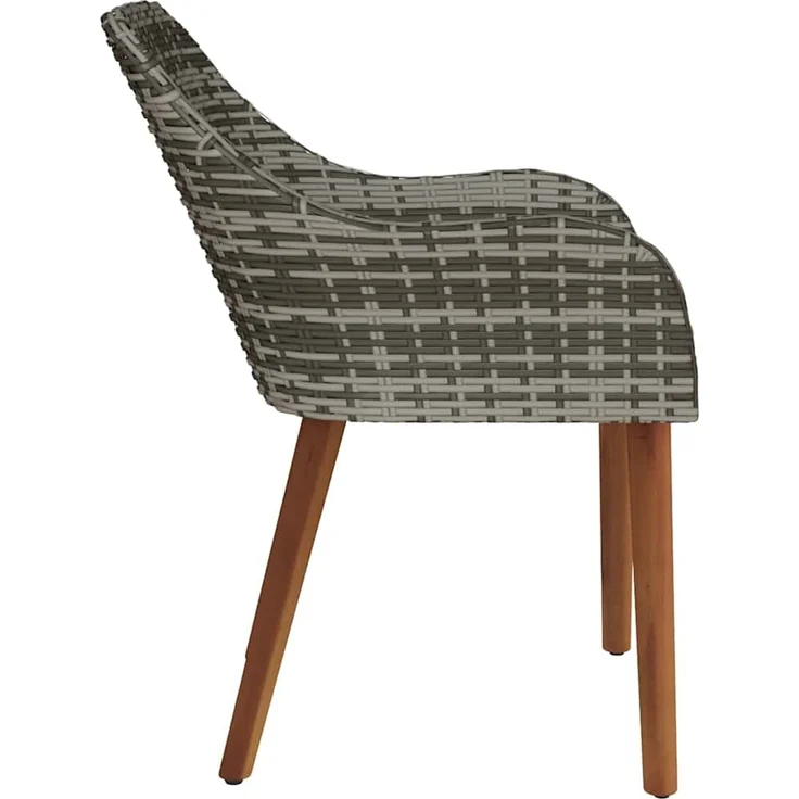 Gartenstuhl EGOS 2er Set Poly-Rattan 62,5x55x82 cm mit Polster Grau | Gartenstuhl Rattan Outdoorstühle Balkonstühle – Bild 7