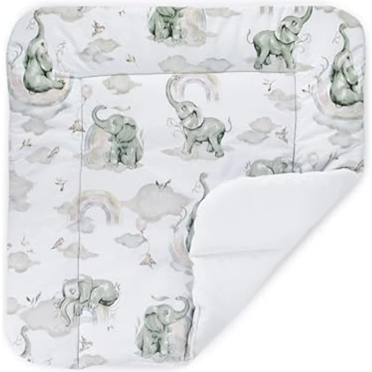 Balbina® Wickelunterlage aus Baumwolle weiche Wickeltischauflage für Wickelkommoden waschbar 60x70 I Elefant im Regenbogen – Bild 3