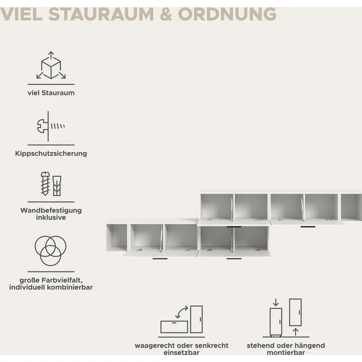 The One Wohnkombination in weiß Nachbildung – Bild 8