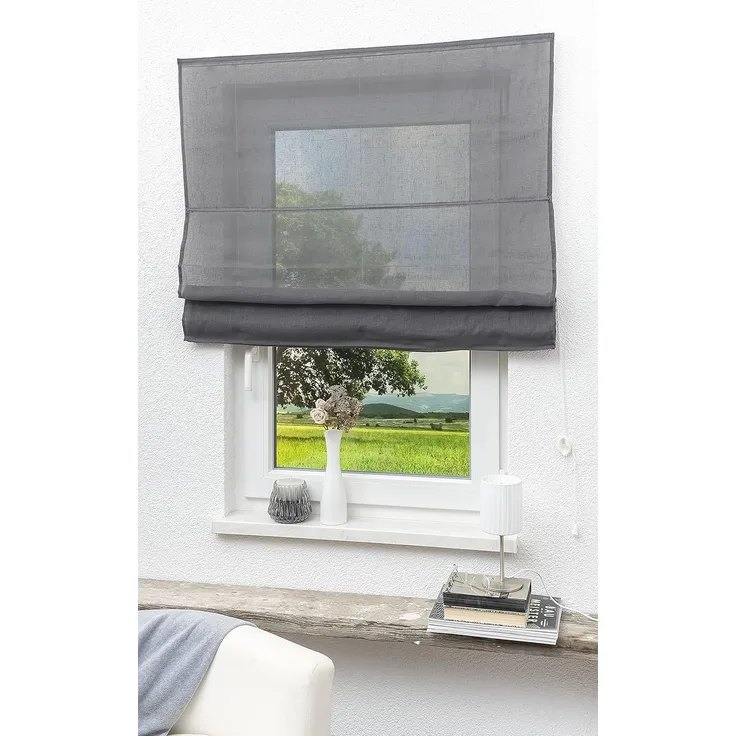 Lysel Outlet Raffrollo grau, transparent mit Schnurzug (B x H) 140cm * 170cm