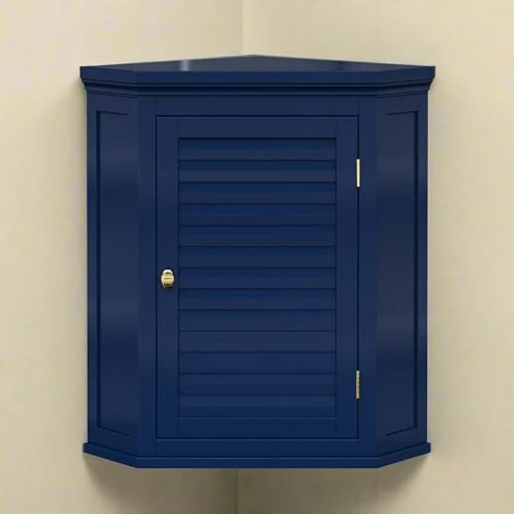 Elegant Home Fashions Glancy Eck Wandschrank abnehmbar Navy Lamellentür – Bild 3