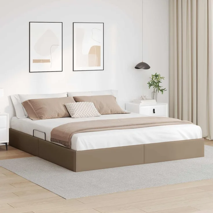 vidaXL Ottoman Bettgestell Cappuccino 180 x 200 cm Kunstleder 3442785