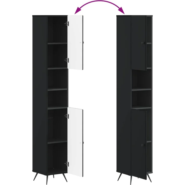 vidaXL Badezimmerschrank mit offenem Regal BREDA Schwarz 897476 – Bild 8