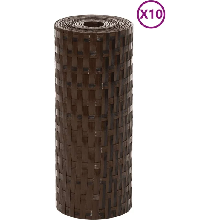 vidaXL Balkon-Sichtschutze 10 Stk. Braun Schwarz 255x19 cm Poly Rattan 156315 – Bild 2