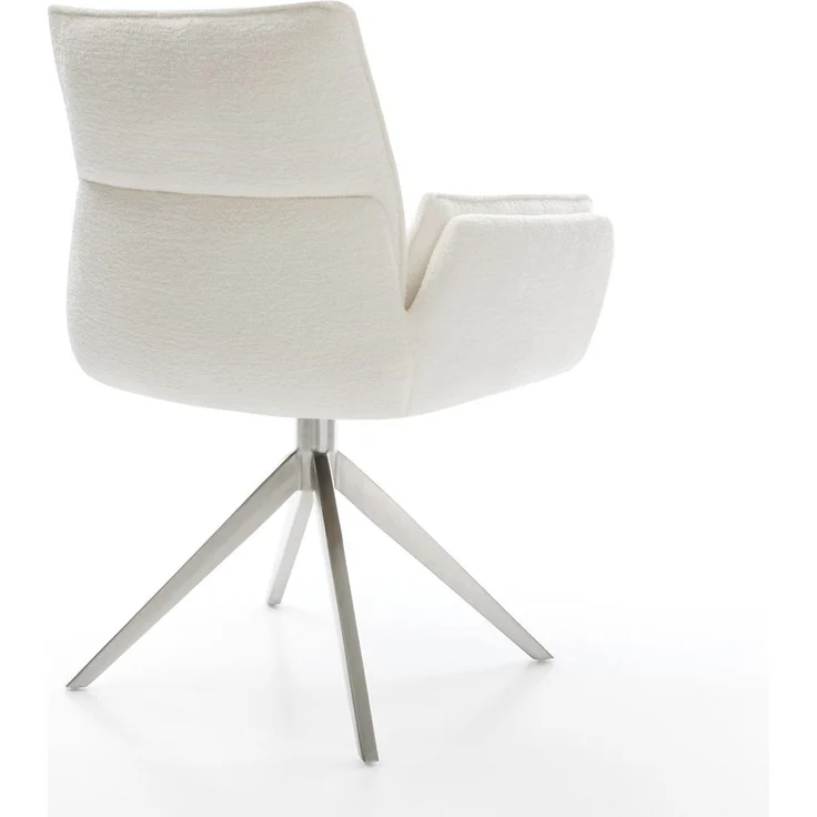 Drehstuhl Nela-Flex Bouclé Soft Beige Kreuzgestell breit Edelstahl 360° drehbar Wippfunktion – Bild 5