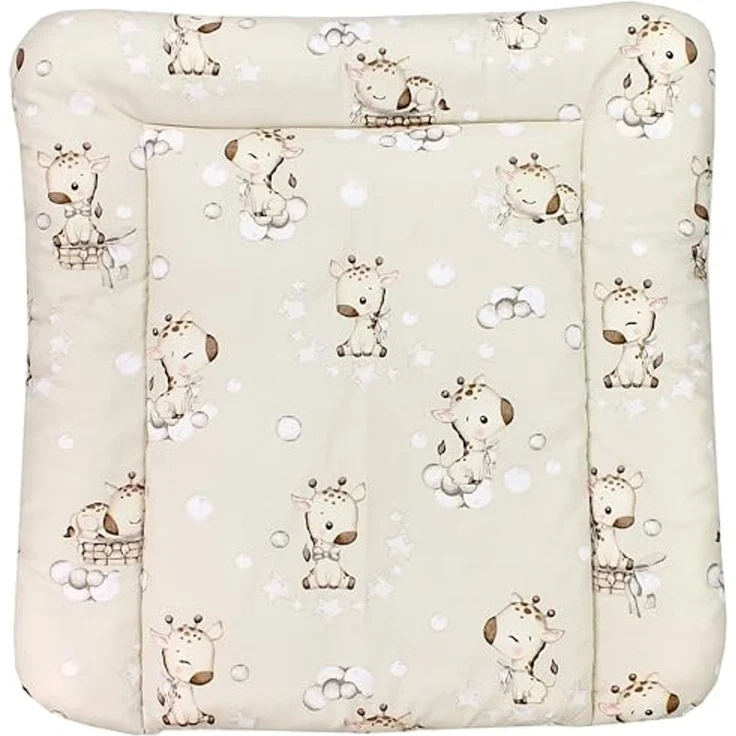 TupTam Baby Wickeltischauflage mit Baumwollbezug Gemustert, Farbe: Giraffe/Beige, Größe: 75x85 cm – Bild 1
