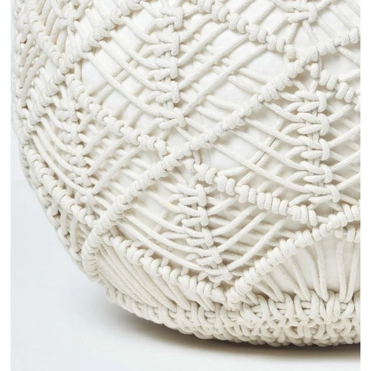 Homescapes Pouf Gehäkelter Pouf, natur, 35 x 40 cm – Bild 3