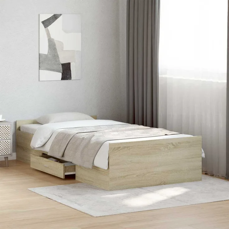 vidaXL Bettgestell mit Stauraum Sonoma-Eiche 80 x 200 cm Holzwerkstoff 3429502