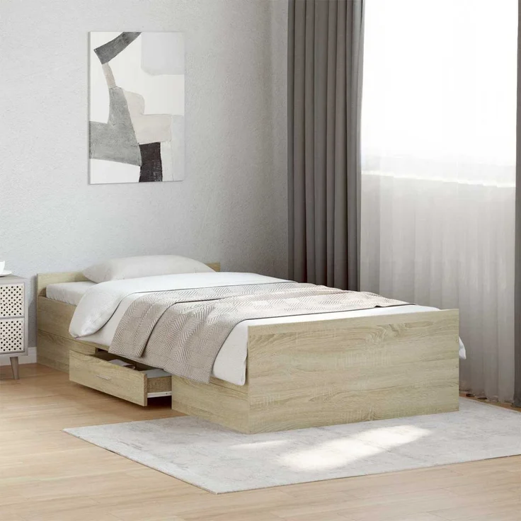 vidaXL Bettgestell mit Stauraum Sonoma-Eiche 80 x 200 cm Holzwerkstoff 3429502 – Bild 1