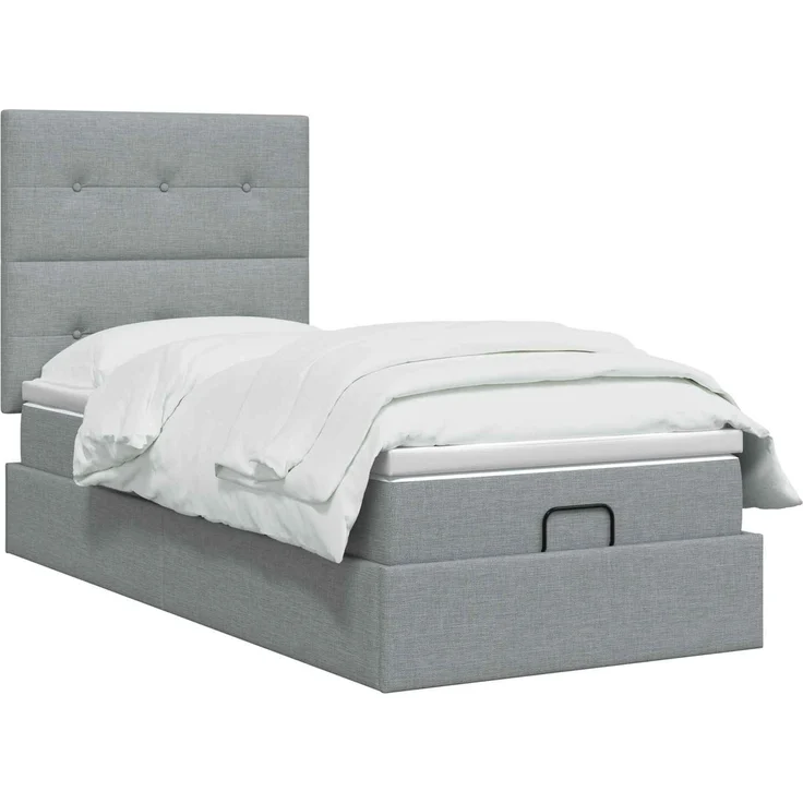 vidaXL Ottoman Bett mit Matratze Hellgrau 80 x 200 cm Stoff 3457445 – Bild 3