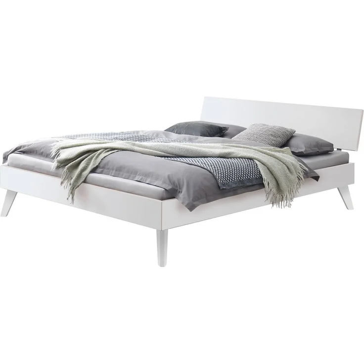 Hasena Bett Ancona Weiß mit schlanken Füßen 100x210 cm, Komforthöhe 25 cm MDF weiss deckend – Trento – Bild 1