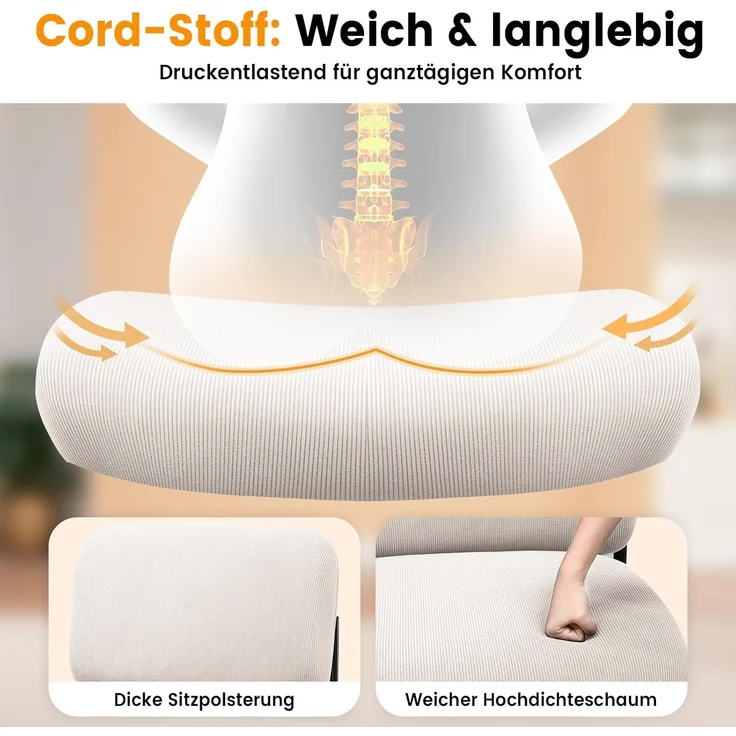 COMHOMA Loungesessel Sessel Relaxsessel Ohrensessel modern, Polsterstuhl mit Metallbeinen, Einzelsofa für Wohnzimmer/Schlafzimmer/Garten, Beige – Bild 9