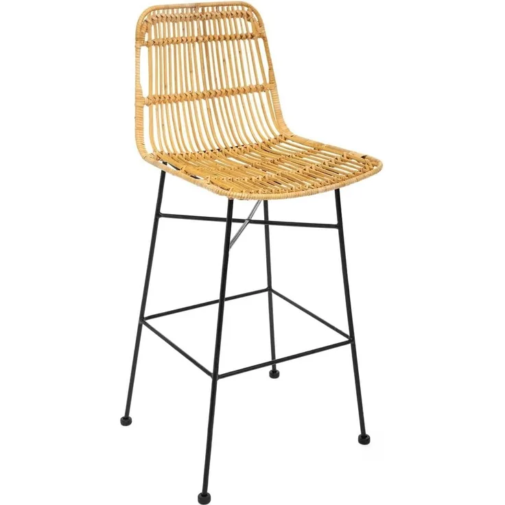 Atmosphera - Barstuhl Kubu - Metall und Rattan - Beige