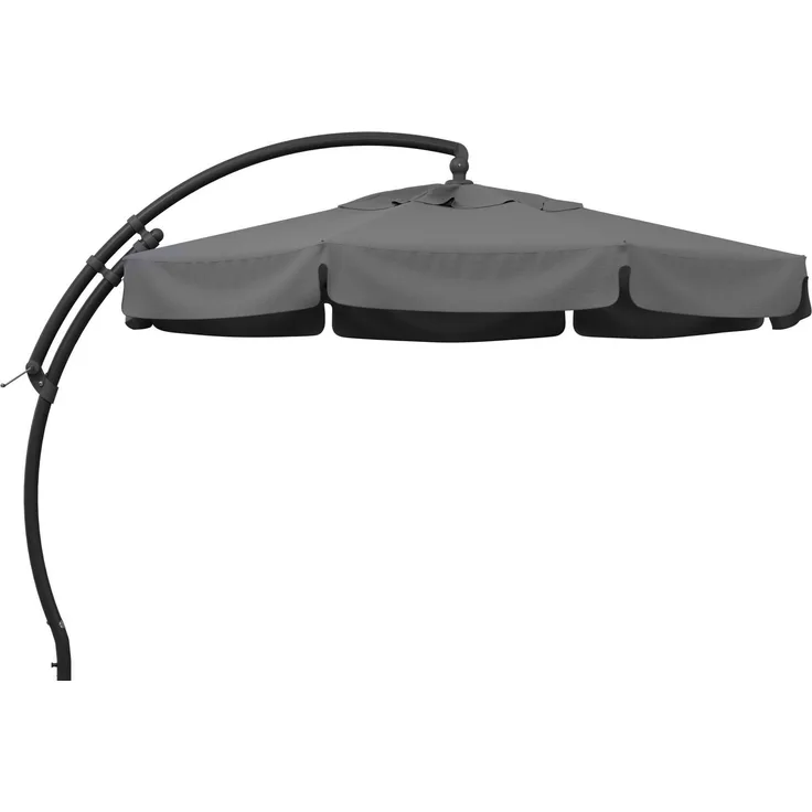 Sun Garden Easy Sun TM Ampelschirm 350 cm | rund | Aluminium Anthrazit | 100% Olefin (ca. 190 g/m²) | 360° drehbar | Öffnung mit Kurbel | Bezug in Grau B055