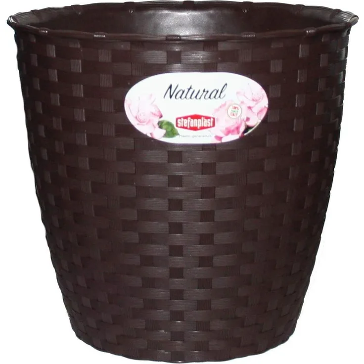 Übertopf „Natural“ D 24 cm im geflochtenen Rattanlook – dekorativer, wetterfester Pflanztopf aus leichtem Kunststoff für Innen & Außen – 6er-Set