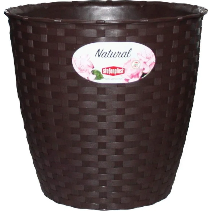 Übertopf „Natural“ D 24 cm im geflochtenen Rattanlook – dekorativer, wetterfester Pflanztopf aus leichtem Kunststoff für Innen & Außen – 6er-Set