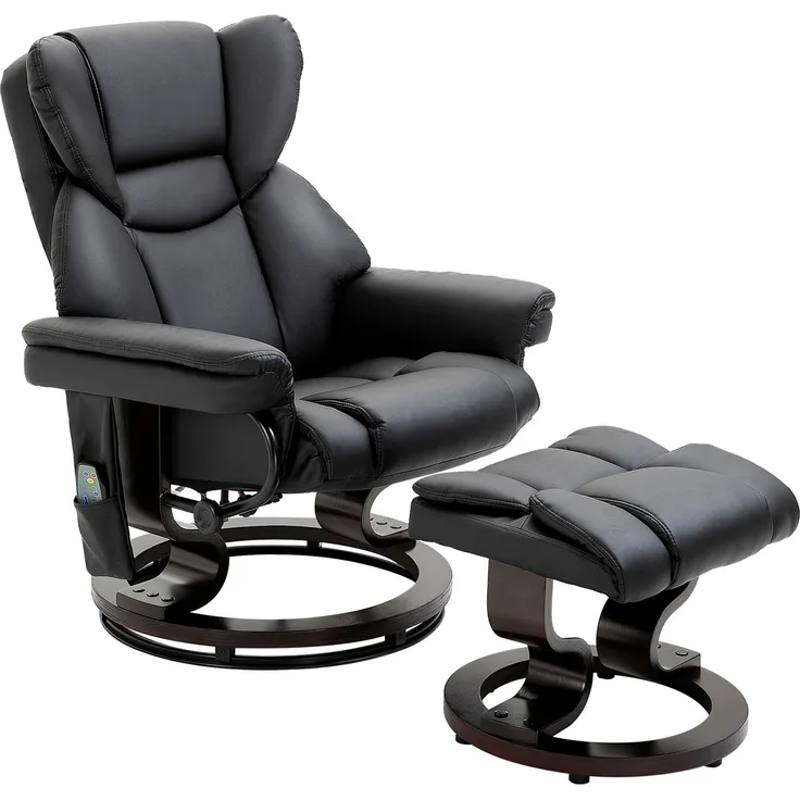 Wohnora-Relaxsessel mit Massagefunktion Fußhocker Liegefunktion Kunstleder 79 x 82 x 101 cm,H 1010cm x T 790cm x B 820cm,Schwarz