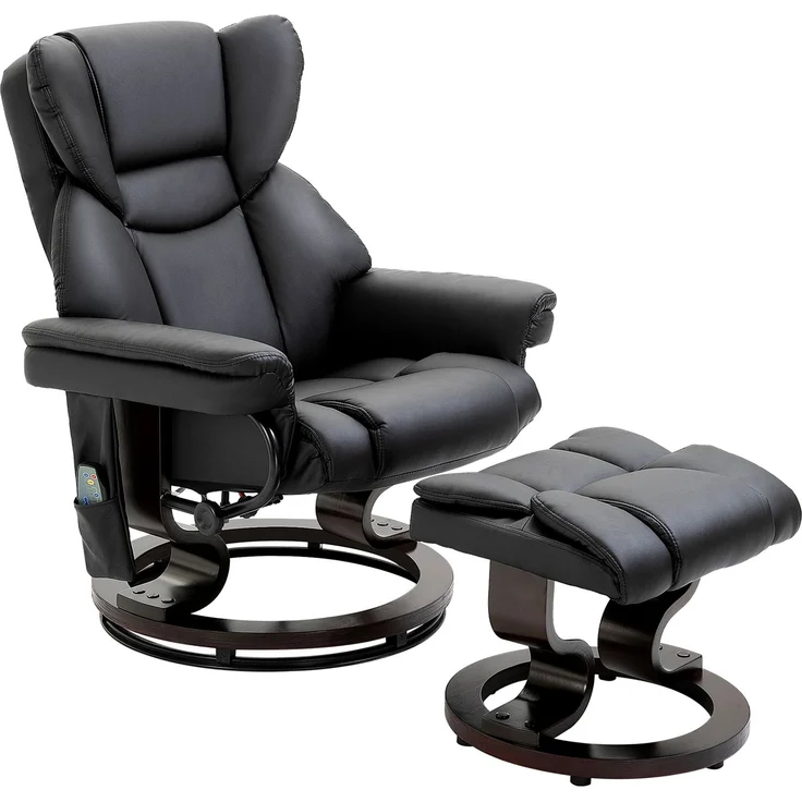 Wohnora-Relaxsessel mit Massagefunktion Fußhocker Liegefunktion Kunstleder 79 x 82 x 101 cm,H 1010cm x T 790cm x B 820cm,Schwarz – Bild 1