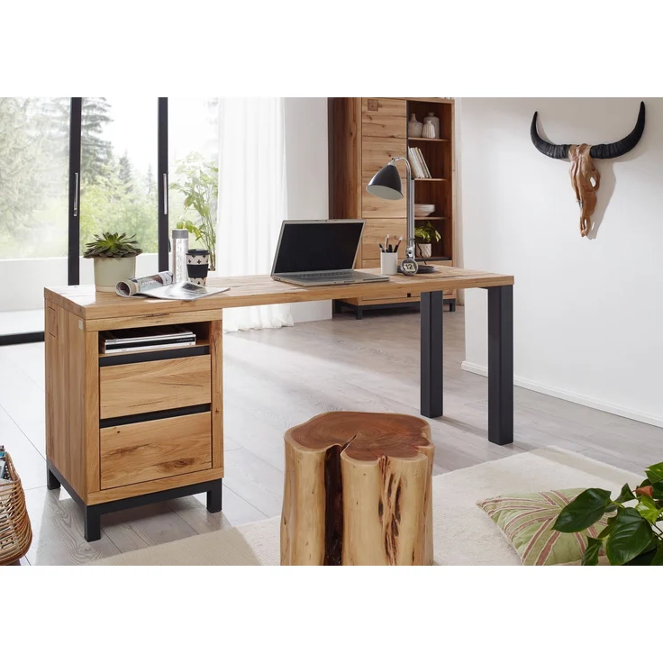 Schreibtisch Wildeiche 180x55x76 natur geölt VILLANDERS #141 – Bild 6