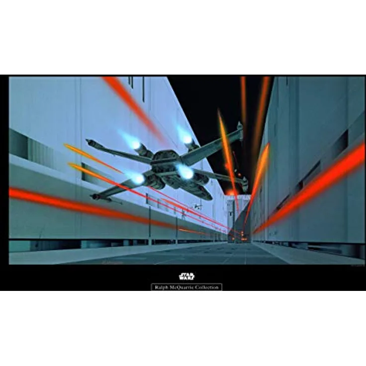 Komar Wandbild Star Wars Classic RMQ Death Star Trench, Kunstdruck 70 x 50 cm, bunt, für Kinder- und Jugendzimmer, ohne Rahmen, fotorealistische Druckqualität, Made in Germany