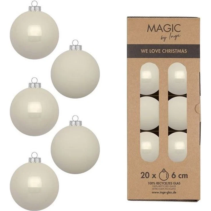 MAGIC by Inge Weihnachtsbaumkugel, Weihnachtskugeln Glas 6cm 20 Stück - Blanched Almond – Bild 2