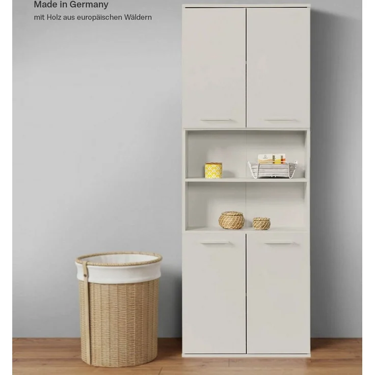 mokebo Hochschrank Der Kapitän (180 x 33 x 34 cm, in Kaschmir, mit 5 Einlegeböden) hoher Badschrank, Badezimmerschrank, Badregal in Beige Grau – Bild 2