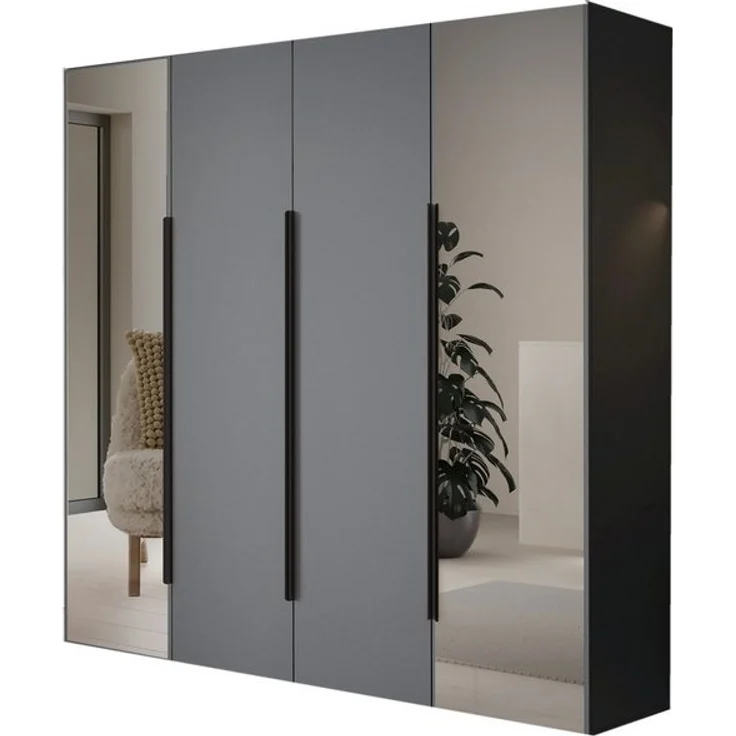 Compleo Kleiderschrank mit 4 Türen, Drehtürenschrank, Garderobenschrank mit Spiegel – Bild 3