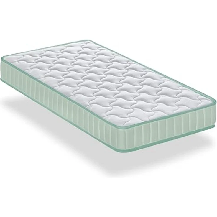 Dormio Atmungsaktive, milbendicht, antibakteriell. Kern aus reinem Eliocel Dichte. Größe 60 x 120 cm, Höhe 12 cm. Matratze für Kinderbett, Baumwolle, weiß, 60x120 – Bild 1
