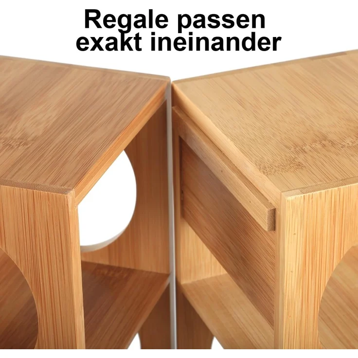 Gräfenstayn Weinregal CUBE - stapelbar aus Bambus-Holz für 5 Wein-Flaschen zum Stellen, Wand-Montage erweiterbar Weinflaschenhalter Weinkiste Flaschenregal – Bild 4
