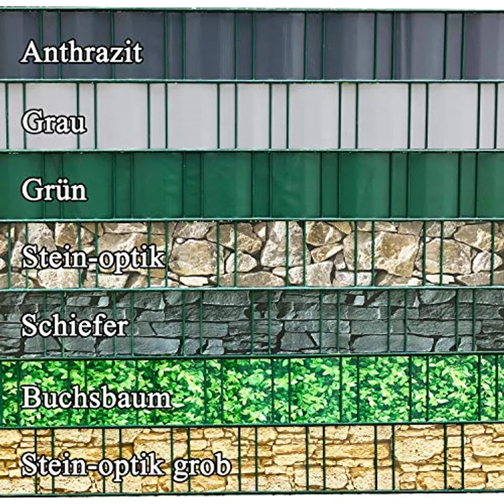 Sichtschutzstreifen Zaun 35 m x 19 cm inkl. 20 Clips, Sichtschutz Zaunfolie PVC Sichtschutzstreifen Doppelstabmatten für Gartenzaun, Balkon/Diverse Farben – Bild 9