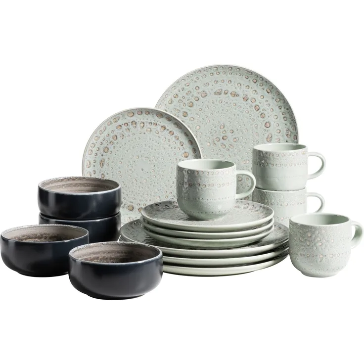 Mäser 931744 Kombiservice Spicy Market für 4 Personen, Steingut, grün (1 Set, 16-teilig)