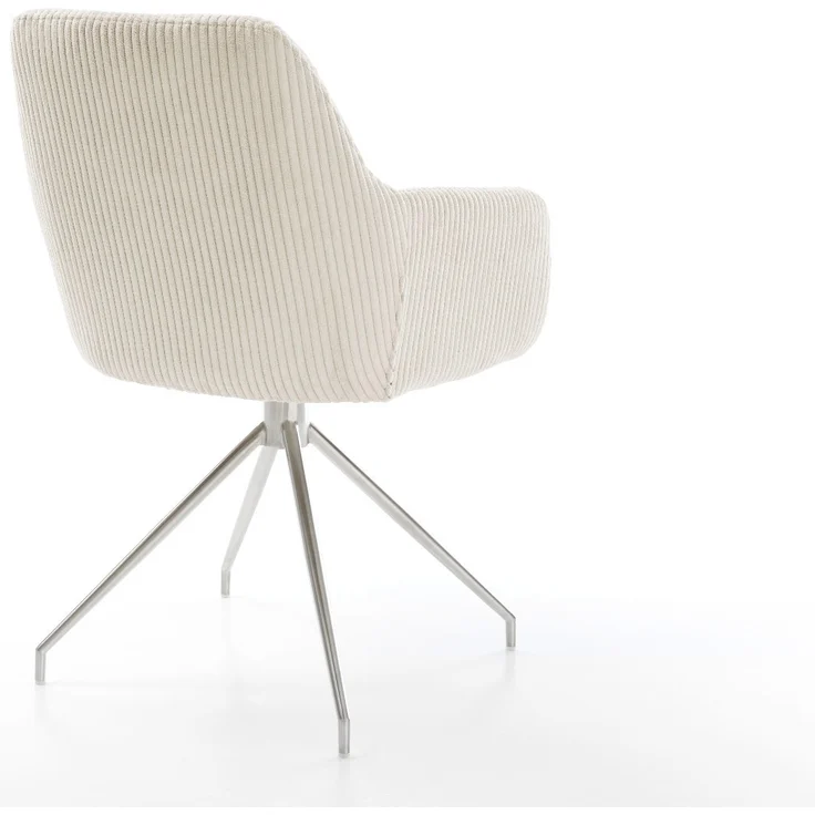 Esszimmerstuhl Pejo-Flex Cord Beige Kreuzgestell konisch Edelstahl Taschenfederkern – Bild 5
