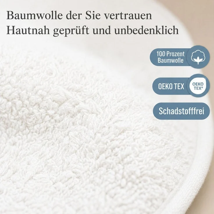 Komfortec Waschhandschuh 10er Set, Waschlappen, Saugfähig & Hautfreundlich, (Set, 10-St), Weich, 100% Baumwolle, 16x21 cm – Bild 4