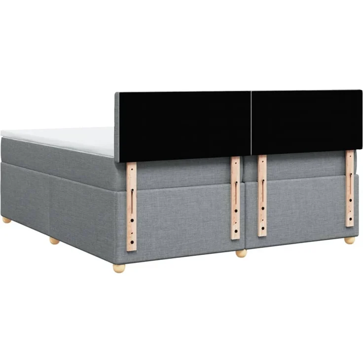 vidaXL Boxspringbett mit Matratze Hellgrau 200x200 cm Stoff 3289101 – Bild 8