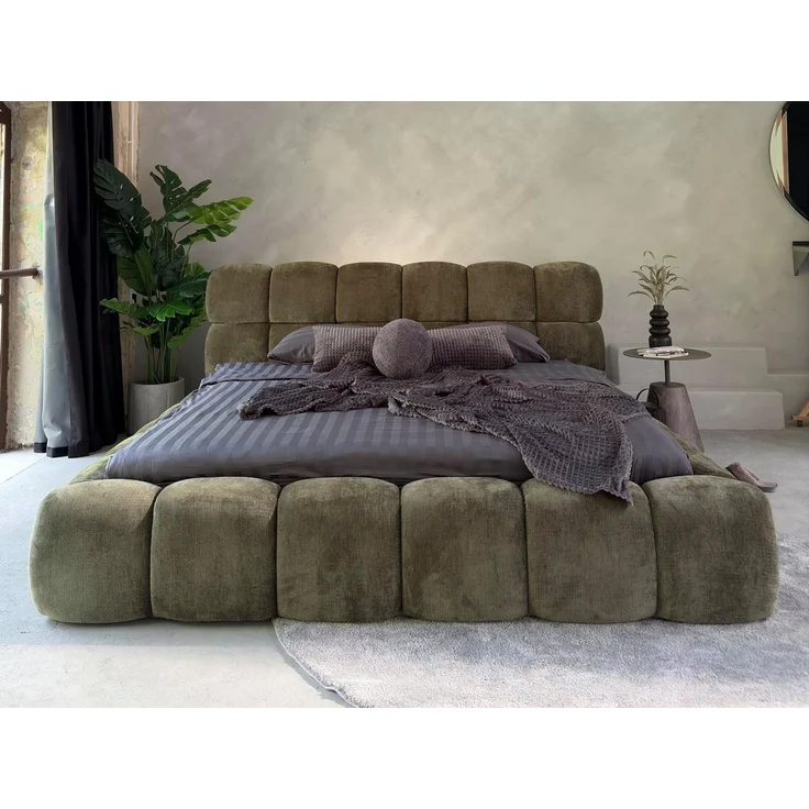 Compleo Polsterbett Cloud Bett, Bett mit gepolstertem Kopfteil ELVA (Chenille-Stoff), Schlafzimmer Bett modern, Doppelbett gepolstert, Wolkenbett – Bild 3