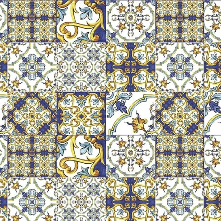 GEMITEX Traditionelle Tischdecke, Plüsch, gewachst, Wasser- und schmutzabweisend, Dekor 4102 Majolika blau, ideal für rechteckige Tische für 6/8 Personen, 140 x 180 cm, hergestellt in Italien, mit – Bild 3