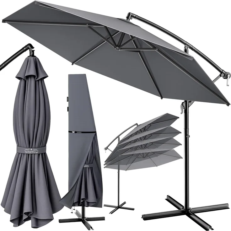 Kingsleeve Sonnenschirm, 300 cm Leichtgängiges Kurbelsystem