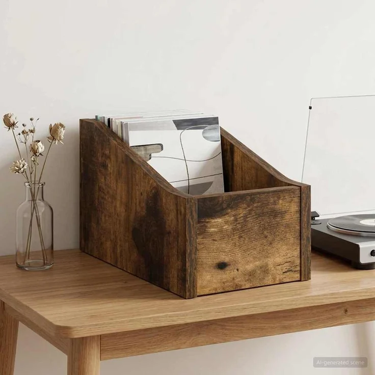 vidaXL LP Plattenbox Räuchereiche 18 x 32 x 18 cm Holzwerkstoff 8012802 – Bild 1