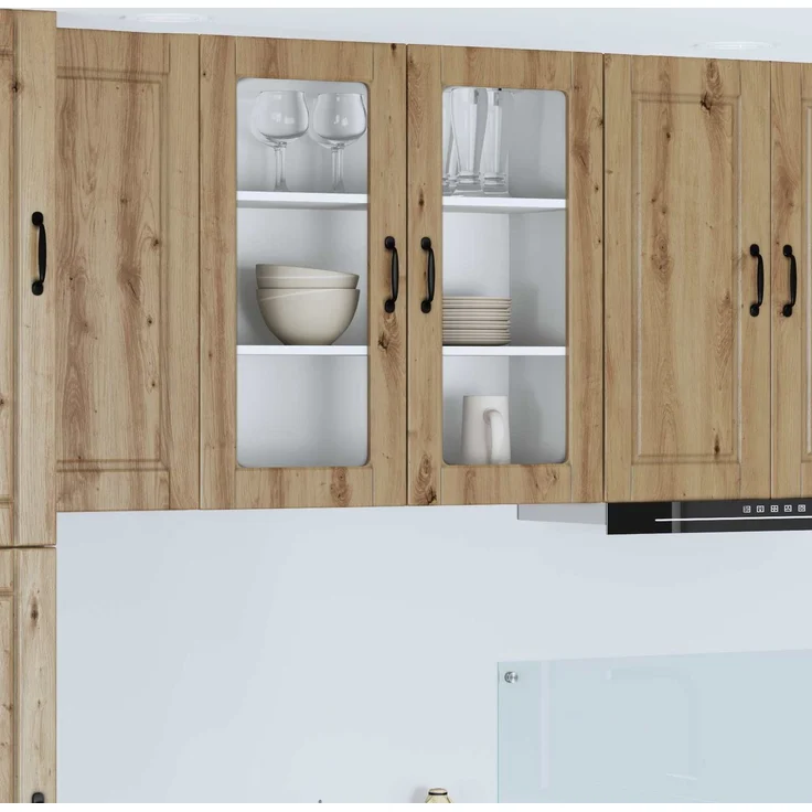 vidaXL Wandglas-Schrank PORTO Artisan-Eiche 80 x 31 x 80 cm 885424 – Bild 1