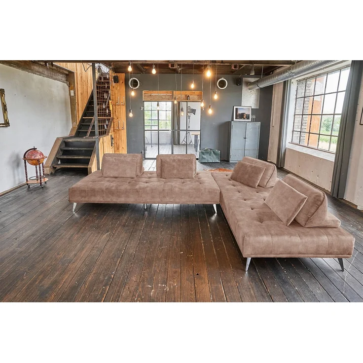 KAWOLA Sofa WIOLO Ecksofa velvet taupe 80 x 240 x 350 cm – Bild 1