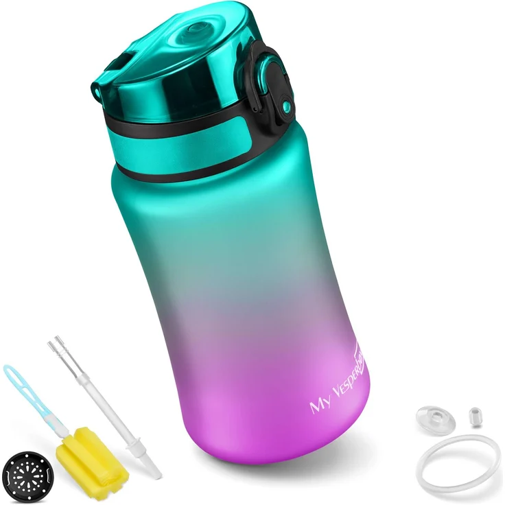 My Vesperbox® Trinkflasche Kinder [350ML] - Wasserflasche Kohlensäure Geeignet & Auslaufsicher - Water Bottle Kids - für Schule & Sport - Kinderflasche für Mädchen & Jungen - inkl. Ersatzdichtung